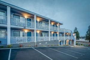 Hotel view - Hotel building at sunset